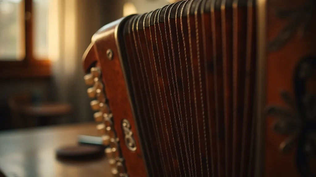Close-up of antique accordion bellows