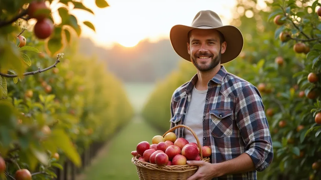 Farmer holding apples