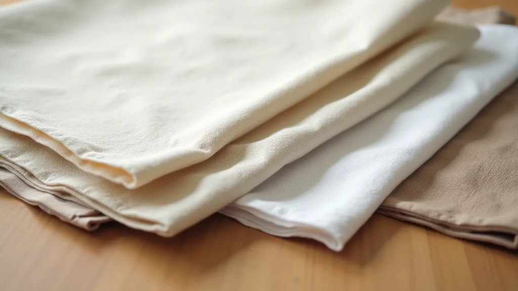 Cotton fabric squares of varying sizes laid out on a table