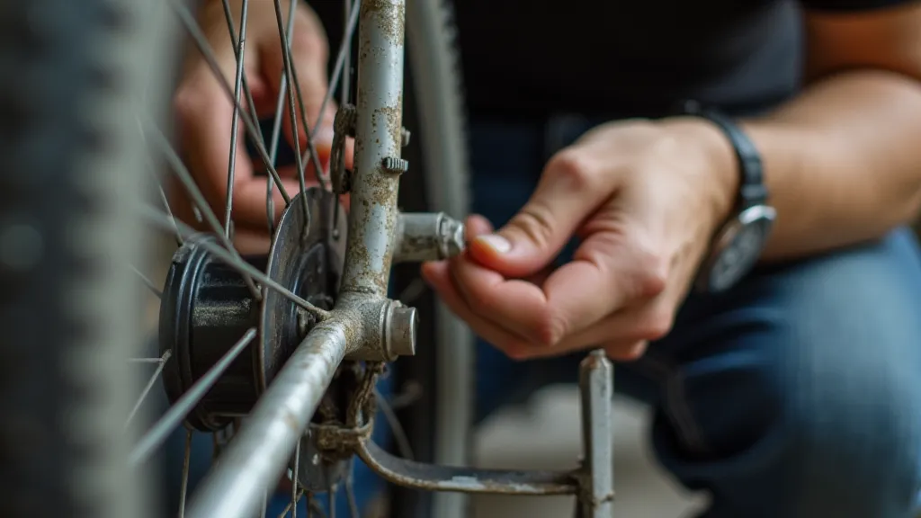 Person repairing a bicycle