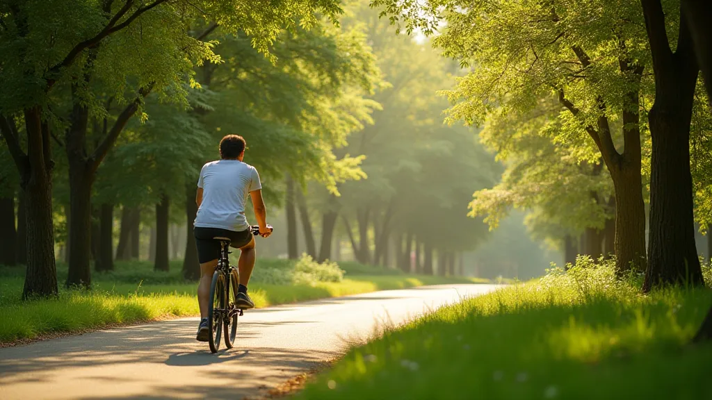 Person cycling in park