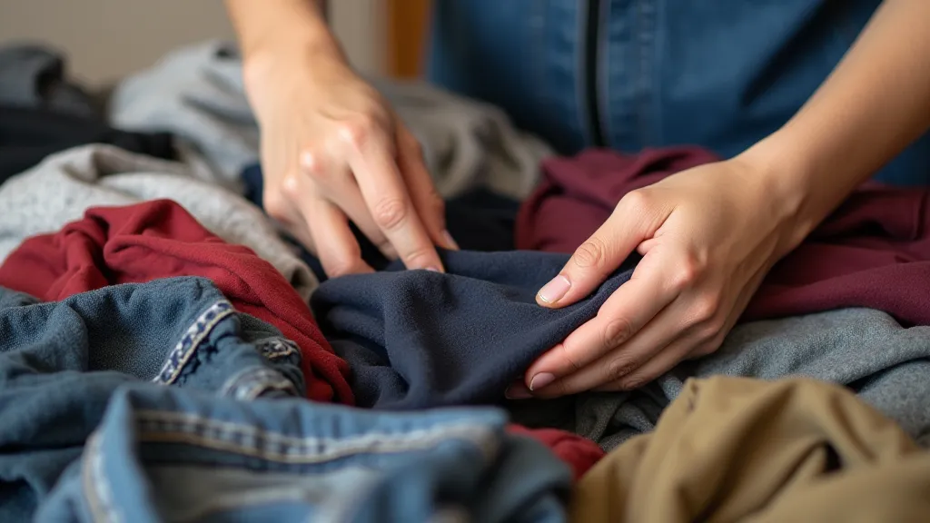Sorting clothes for donation