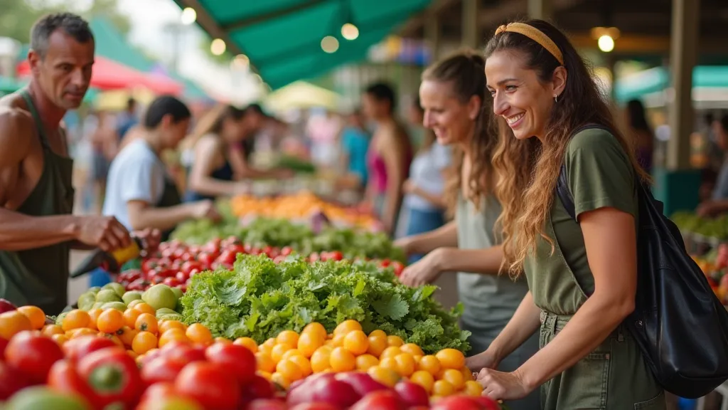 Farmer's market with fresh produce