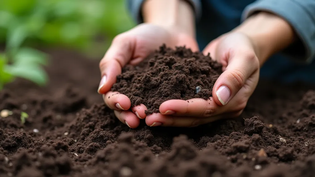 Gardener examining finished compost