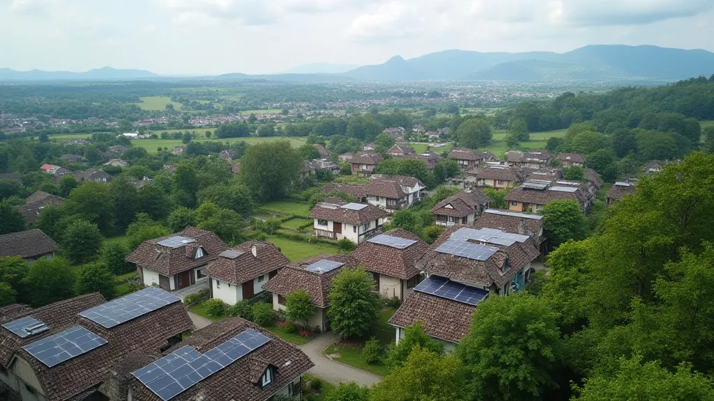 Rural town with solar panels